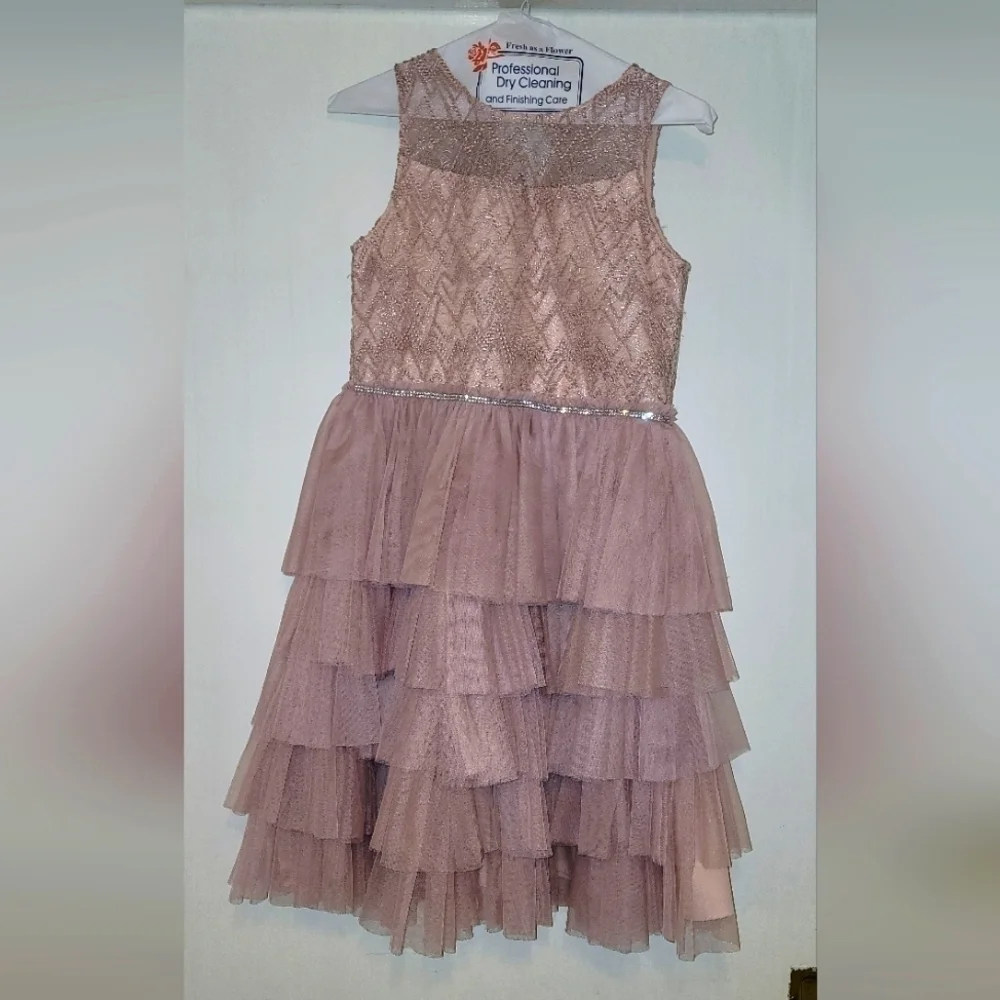 **NWT* Badgley Mischka Big Girl's Maxi Fit-&-Flare Dress - Blush - Size 16 - Picture 2 of 12